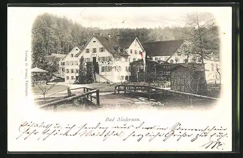 AK Bad Niedernau, Partie an der Flussbrücke