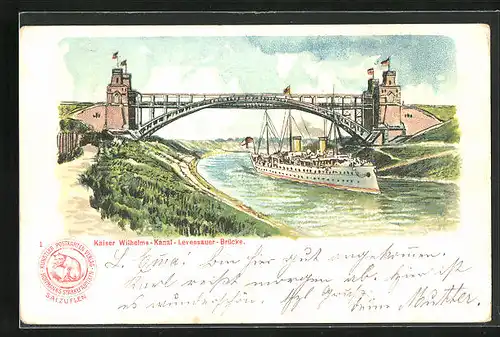 AK Kiel, Kaiser Wilhelm-Kanal mit Levensauer Brücke