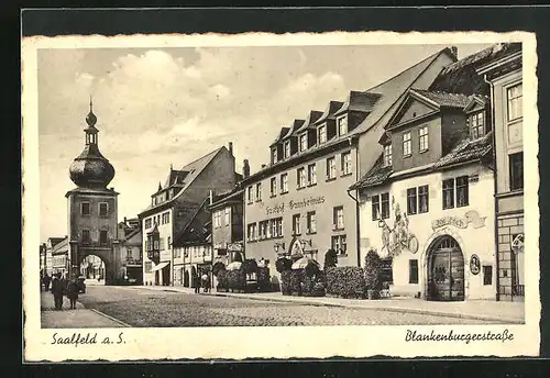 AK Saalfeld / Saale, Blankenburgerstrasse mit Gasthof