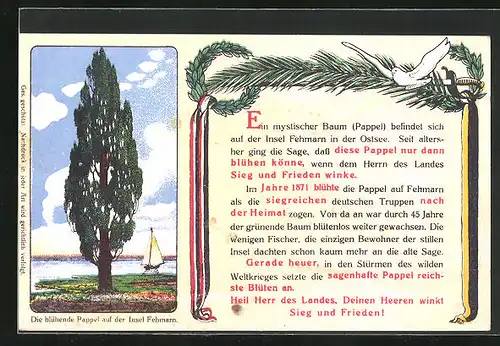 AK Fehmarn, blühende Pappel, Gedicht