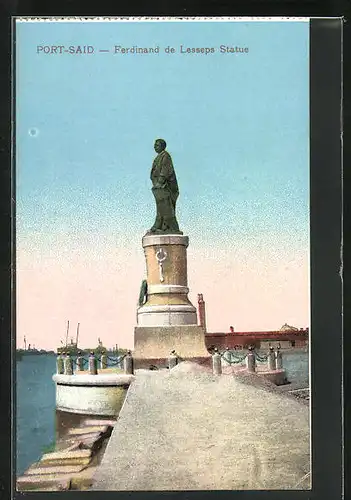 AK Port-Said, Ferdinand de Lesseps Statue