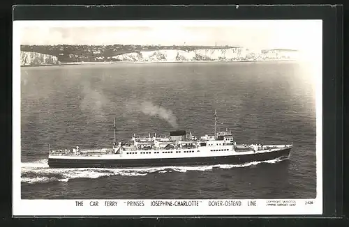 AK The Car Ferry Prinses Josephine-Charlotte in Küstennähe