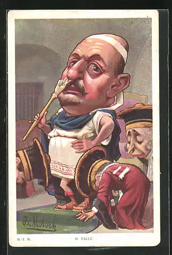 Künstler-AK Alphonse Hector Colomb (B. Moloch): Karikatur von M. Vallé als Kaiser in römischem Gewand