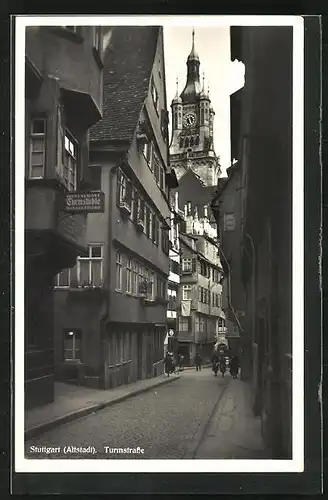 AK Stuttgart, Turmstrasse mit Restaurant Turmstube