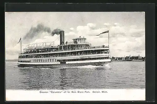 AK Steamer Columbia off for Bois Blanc Park