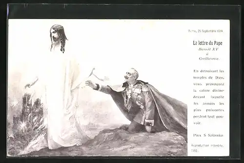 Künstler-AK S. Solomko: La lettre du Pape Benoit XV à Guillaume, knieender General