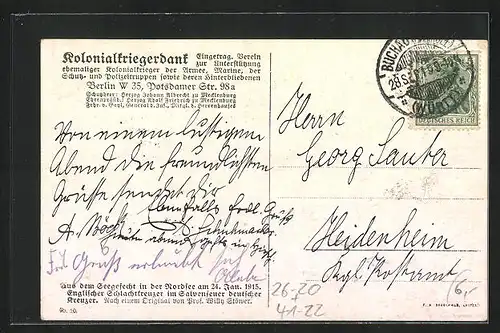 Künstler-AK Willy Stoewer: Seegefecht in der Nordsee 1915, engl. Schlachtkreuzer im Salvenfeuer deutscher Kreuzer