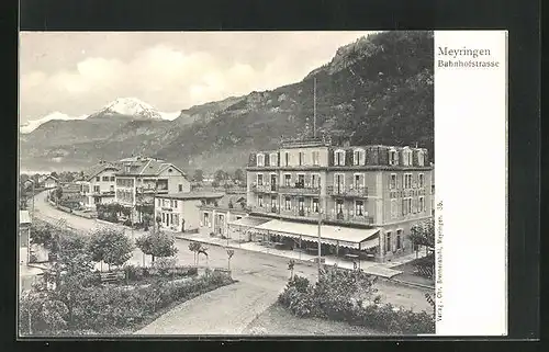 AK Meyringen, Bahnhofstrasse aus der Vogelschau