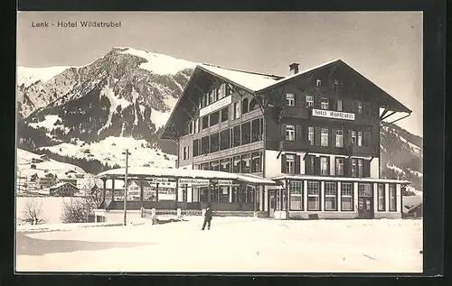 AK Lenk, Hotel Wildstrubel im Winter