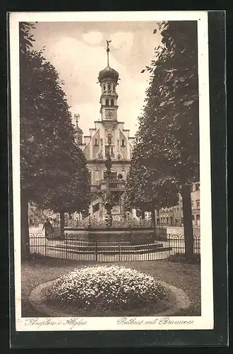 AK Kempten i. Allgäu, Rathaus mit Brunnen