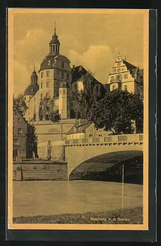 AK Neuburg a. d. Donau, Teilansicht mit Brücke