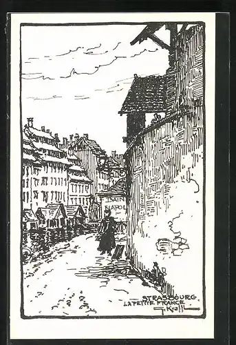 Künstler-AK Strassbourg, La Petite France