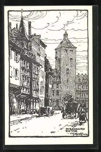 Künstler-AK Strassbourg, Rue d`Or