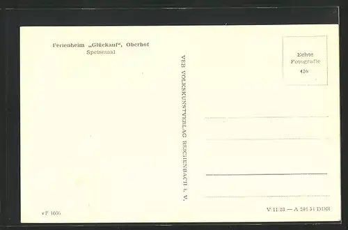 AK Oberhof, Speisesaal vom Ferienheim und Hotel Glückauf