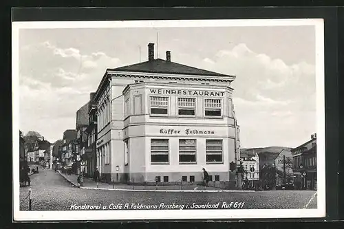 AK Arnsberg i. Sauerland, Konditorei u. Cafe von A. Feldmann