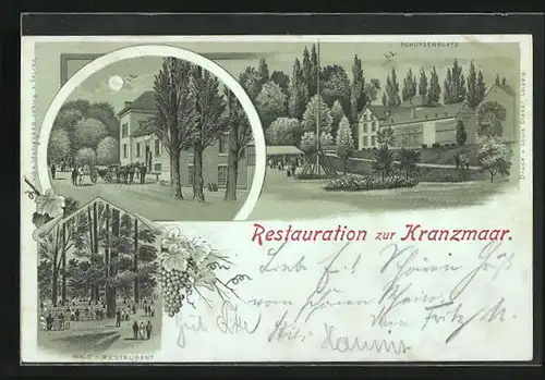 Mondschein-Lithographie Hermülheim, Wald-Restaurant und Schützenplatz