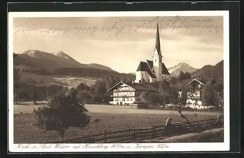 AK Bad Wiessee, Kirche mit Hirschberg und Kampen