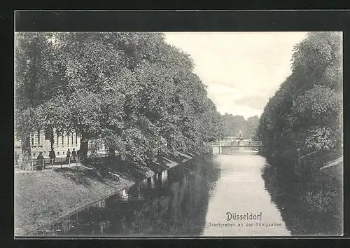 AK Düsseldorf, Stadtgraben an der Königsallee, Strassenpartie