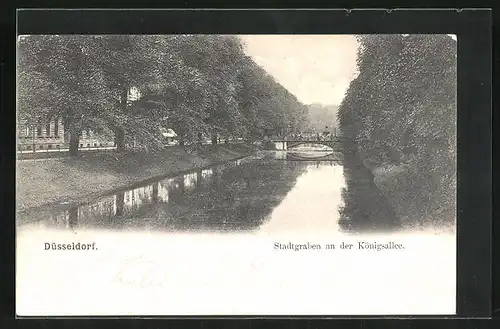 AK Düsseldorf, Strassenpartie mit Stadtgraben an der Königsallee