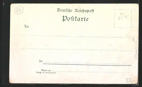 Lithographie Oberbruck, Restauration Ch. Veith, Fabrik Zeller, Bahnhof, Ortsansicht