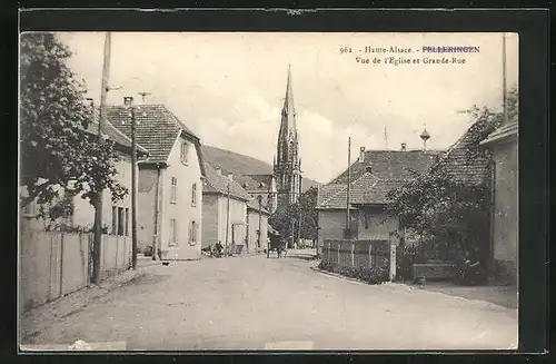 AK Felleringen, Grande-Rue, Vue de l`Eglise