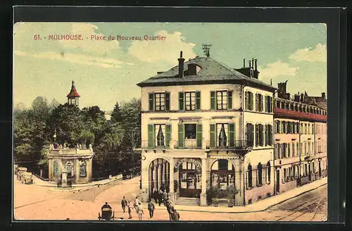 AK Mulhouse, Place du Nouveau Quartier, Cafe Rey