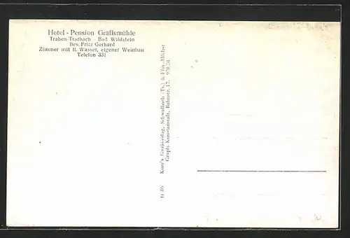 AK Traben-Trarbach-Bad Wildstein, Hotel Pension Gräffsmühle