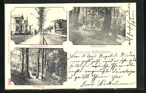 AK Kellinghusen, Eduardsplatz, Lornsenstrasse, Waldweg