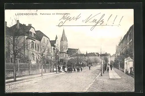 AK Lüdenscheid, Parkstrasse mit Christuskirche