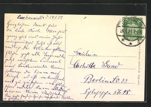 AK Luckenwalde, Wilhelm-Strasse Ecke Haag, Kriegerdenkmal, Postamt