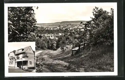 AK Kaubus-Eschbach, Gasthaus und Pension Adolf Heil, Ortsansicht