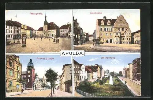 AK Apolda, Marktplatz, Stadthaus, Bahnhofstrasse