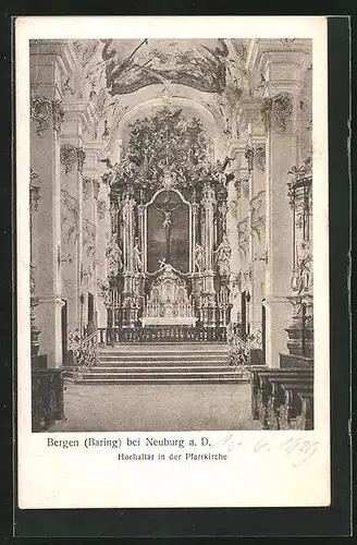 AK Bergen b. Neuburg, Hochaltar in der Pfarrkirche