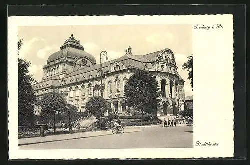 AK Freiburg i. Br., Partie am Stadttheater
