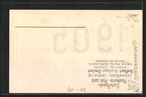 Präge-AK Jahreszahl 1905 in goldenen Ziffern, Neujahrsgruss
