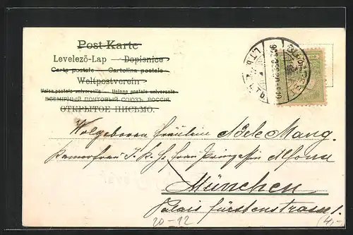 Präge-AK Jahreszahl 1903 mit Blumengirlande und goldenen Kleeblättern