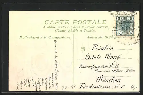 Präge-AK Herzlichen Glückwunsch zum neuen Jahre mit Jahreszahl 1906 in blau-goldenen Ziffern, Kleeblätter
