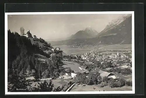 AK Schwaz, Panoramablick vom Berg