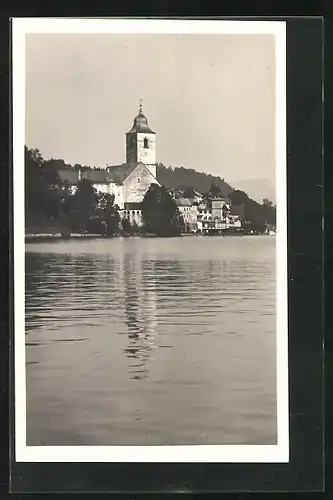 AK St. Wolfgang, Uferansicht mit Turm