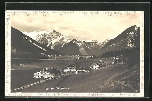 AK Buchau a. Achensee, Ortspartie mit Bergen