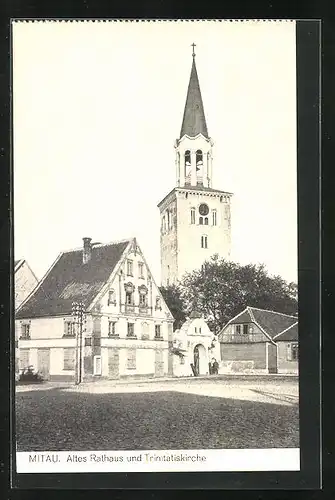 AK Mitau, Altes Rathaus und Trinitatiskirche