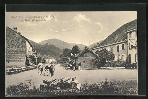 AK Lubine, Ortspartie mit Einwohnern