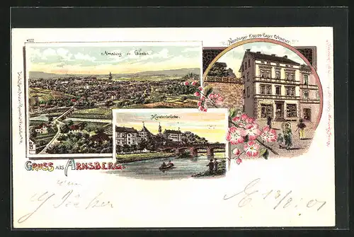 Lithographie Arnsberg, Hamburger Engros-Lager Lohmeyer, Klosterbrücke