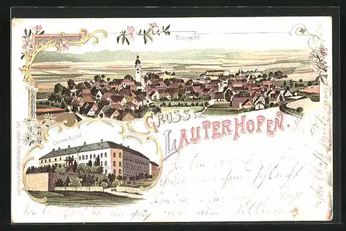 Lithographie Lauterhofen, Cretinen-Anstalt, Totalansicht