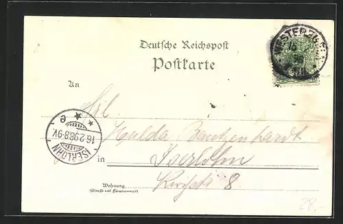 Lithographie Westeregeln, Luther`s Gasthof u. Post, Douglashall, Schacht III