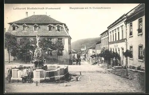 AK Stadtsteinach, Hauptstrasse mit St. Christofbrunnen