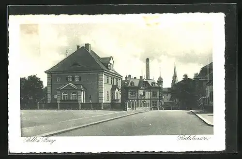 AK Selb, Poststrasse mit Wohnhaus