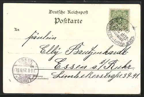 Lithographie Remscheid, Gewerbeschule, Brücke b. Müngsten, Thalsperre