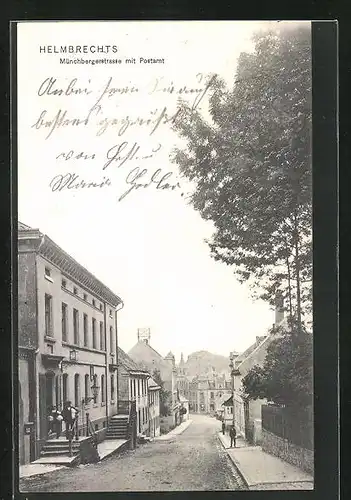 AK Helmbrechts, Münchbergerstrasse mit Gasthaus und Postamt