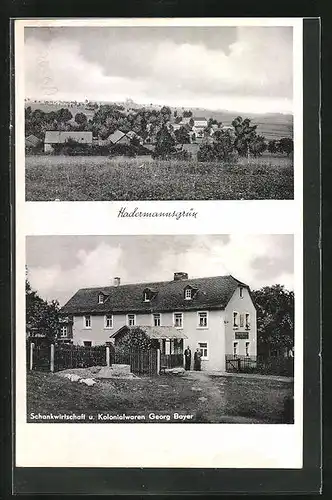 AK Hadermannsgrün, Gasthaus und Kolonialwarenhandlung von Georg Bayer, Teilansicht
